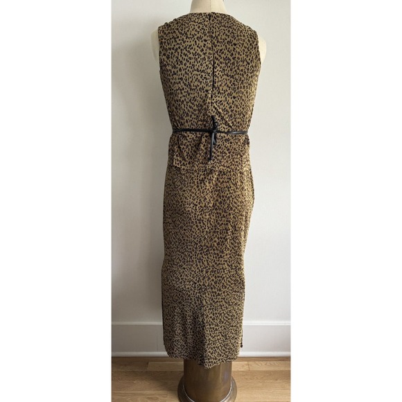 Vtg 90s Scarlett Leopard Print Sheath Textured Maxi Dress w/ Waist Tie | Sz 5/6 - Picture 5 of 6